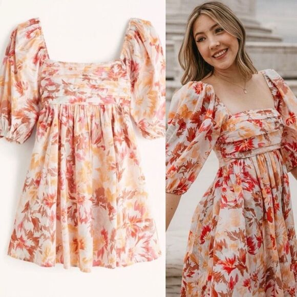 Abercrombie & Fitch Floral Mini Dress - Pink and Orange - Picture 12 of 12